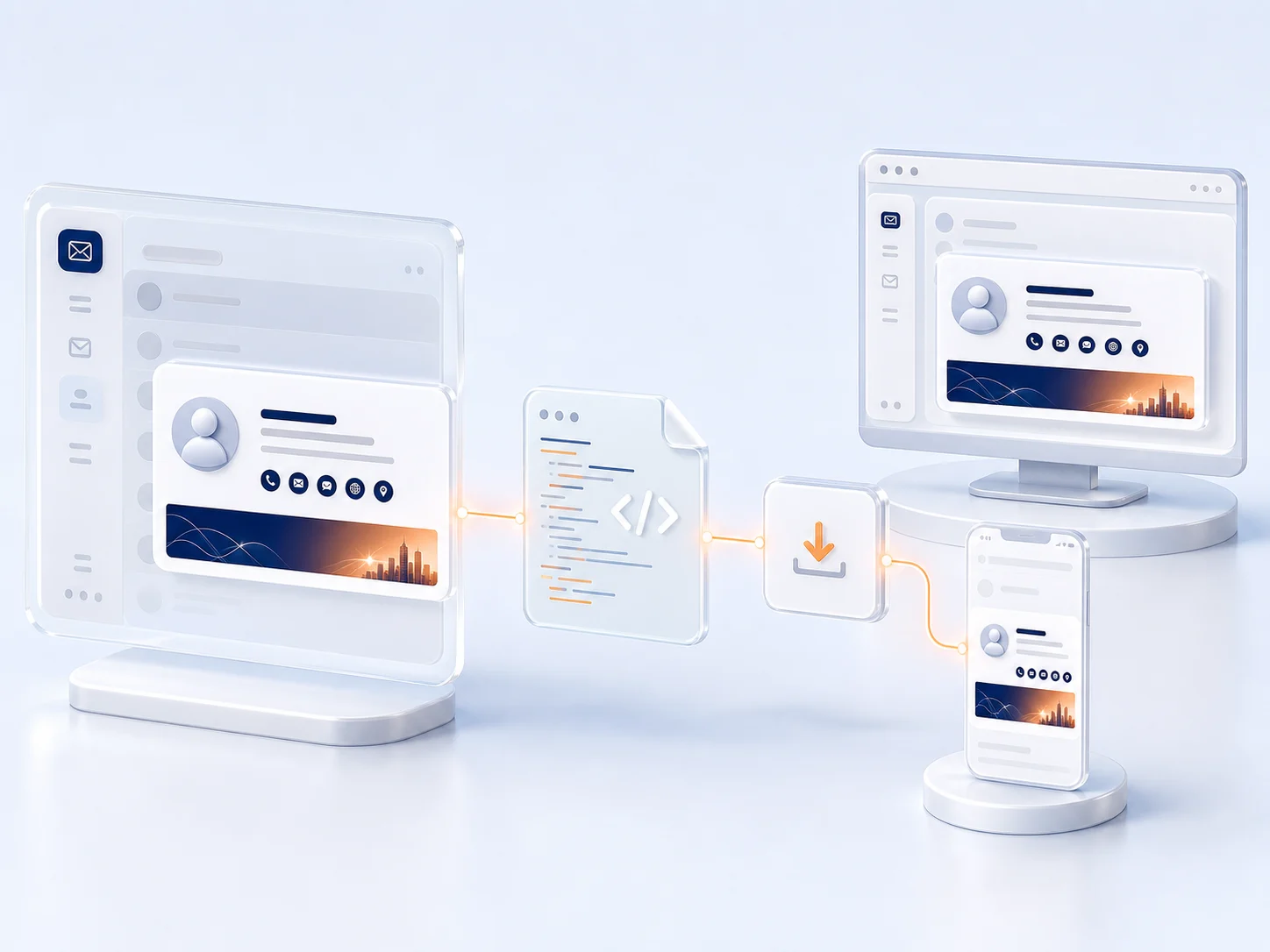 Mailmyra signature exported as clean HTML to desktop and mobile inboxes